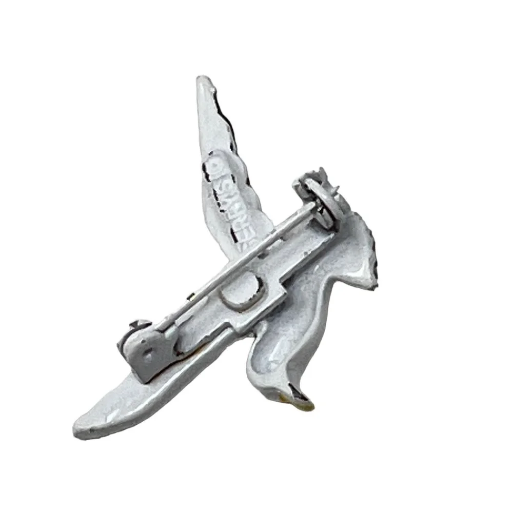 Vintage Gerrys Seagull Brooch White‎ Enamel Blue Crystal Eye Pin